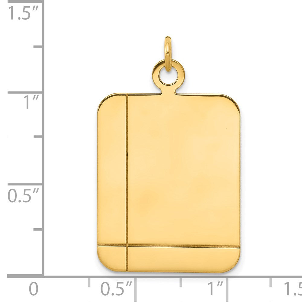 14K Gelbgold Schlicht Rectangular Gravierbar Plättchen Charm