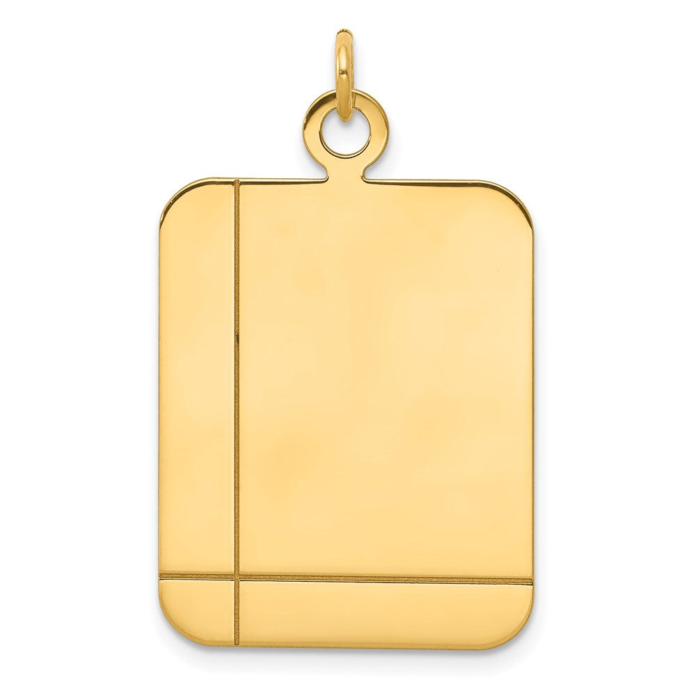 14K Gelbgold Schlicht Rectangular Gravierbar Plättchen Charm