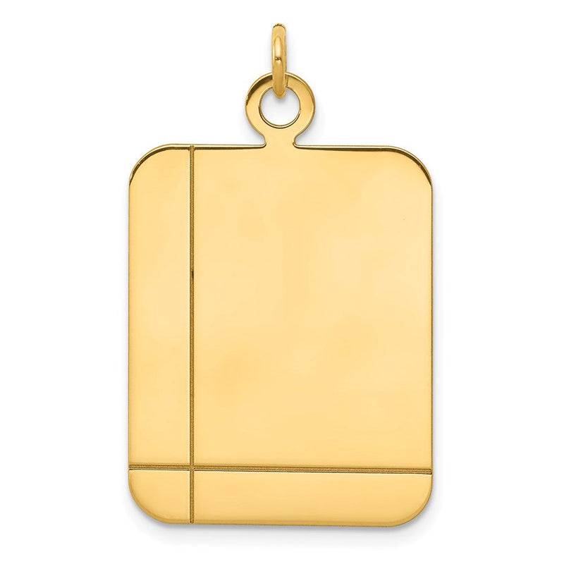 14K Gelbgold Schlicht Rectangular Gravierbar Plättchen Charm