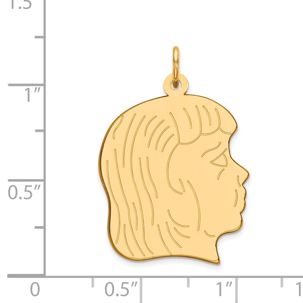 14K Gelbgold 14K.011 Depth Gravierbar Mädchen Kopf Charm