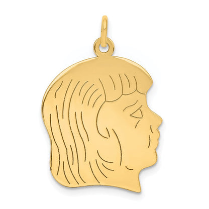 14K Gelbgold 14K.011 Depth Gravierbar Mädchen Kopf Charm
