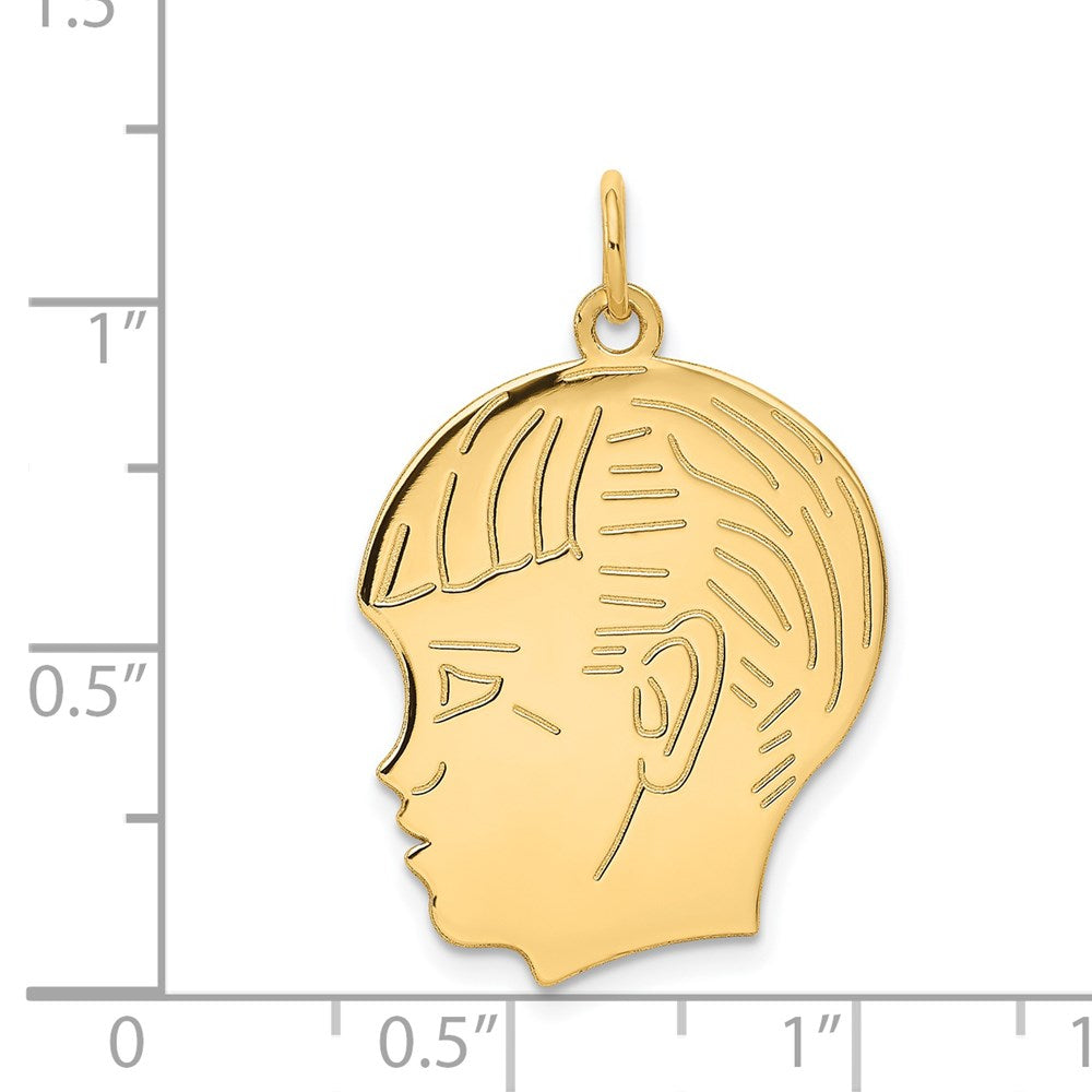 14K Gelbgold 14K.011 Depth Gravierbar Junge Kopf Charm