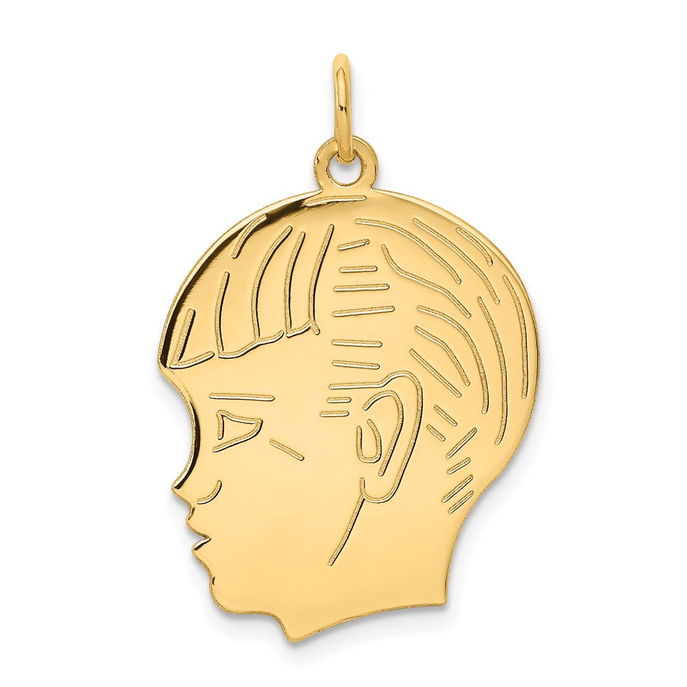 14K Gelbgold 14K.011 Depth Gravierbar Junge Kopf Charm
