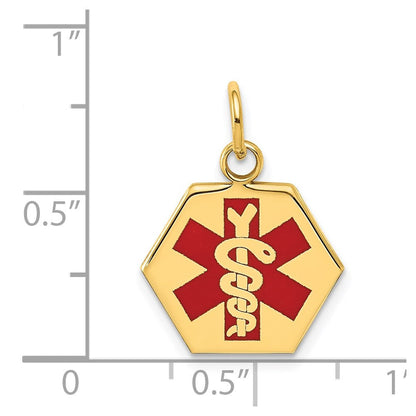 14K Gelbgold 14K Rot Emaille Medizinisch Schmuck Anhänger