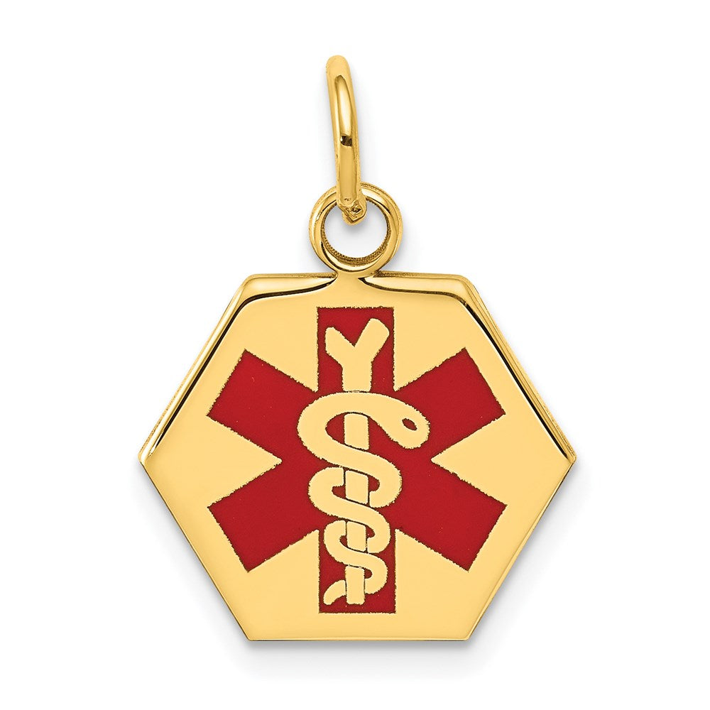 14K Gelbgold 14K Rot Emaille Medizinisch Schmuck Anhänger