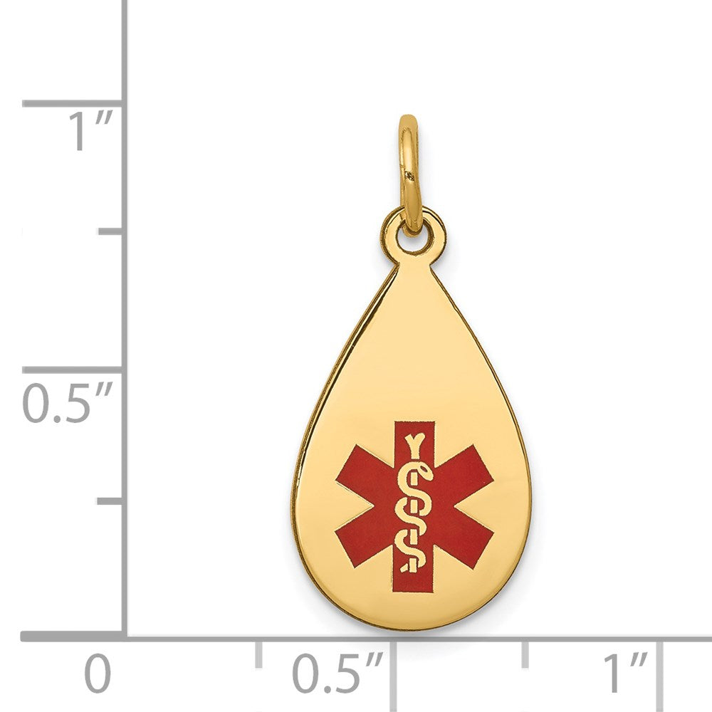 14 Karat Gelbgold Anhänger mit rotem Emaille "Medical Jewelry