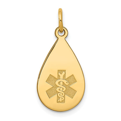14K Gelbgold Medizinschmuck-Anhänger, unemailliert