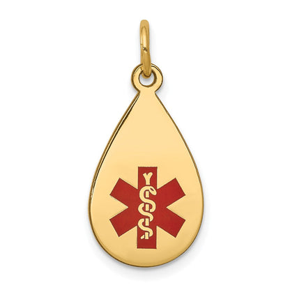 14 Karat Gelbgold Anhänger mit rotem Emaille "Medical Jewelry
