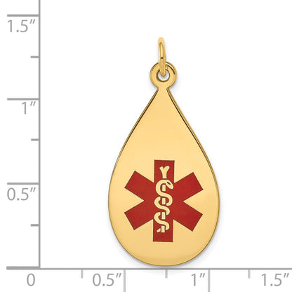 14 Karat Gelbgold Anhänger mit rotem Emaille „Medical Jewelry“