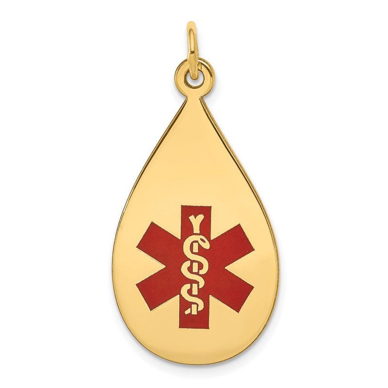 14 Karat Gelbgold Anhänger mit rotem Emaille „Medical Jewelry“