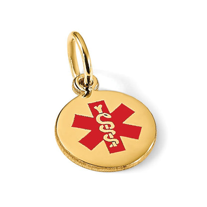 14K Gelbgold 14K Rot Emaille Medizinisch Schmuck Anhänger