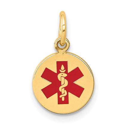 14K Gelbgold 14K Rot Emaille Medizinisch Schmuck Anhänger