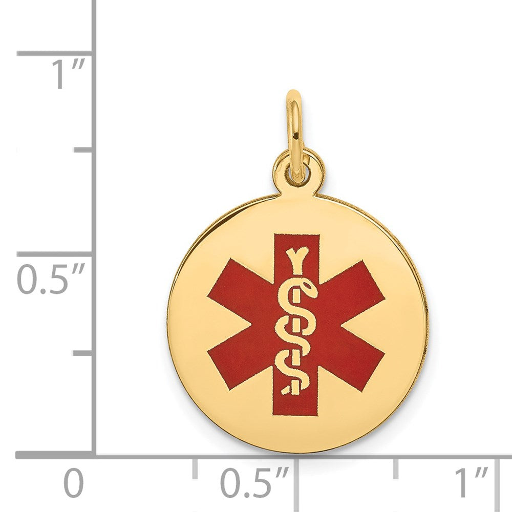 14-Karat-Gelbgold-Anhänger „Medical Jewelry“ mit roter Emaille