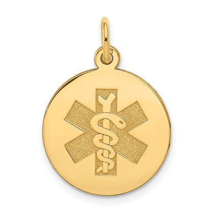14 Karat Gelbgold Medizinschmuck-Anhänger, unemailliert