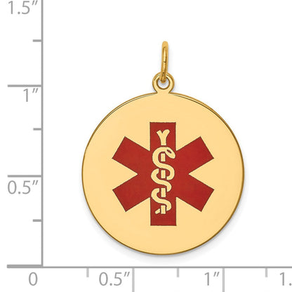 14K Gelbgold Anhänger mit rotem Emaille-Medizin-Symbol