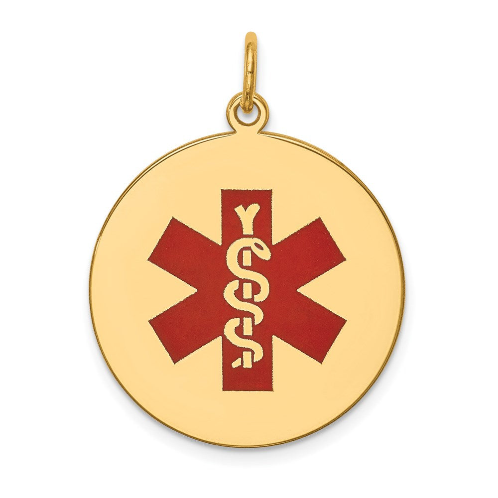 14K Gelbgold Anhänger mit rotem Emaille-Medizin-Symbol