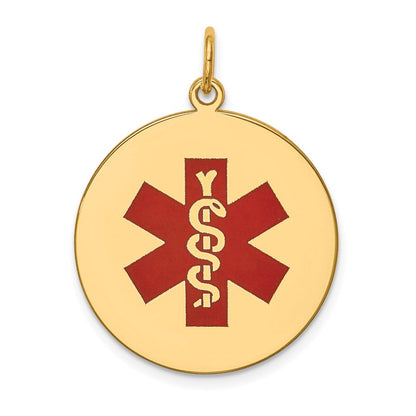 14K Gelbgold Anhänger mit rotem Emaille-Medizin-Symbol
