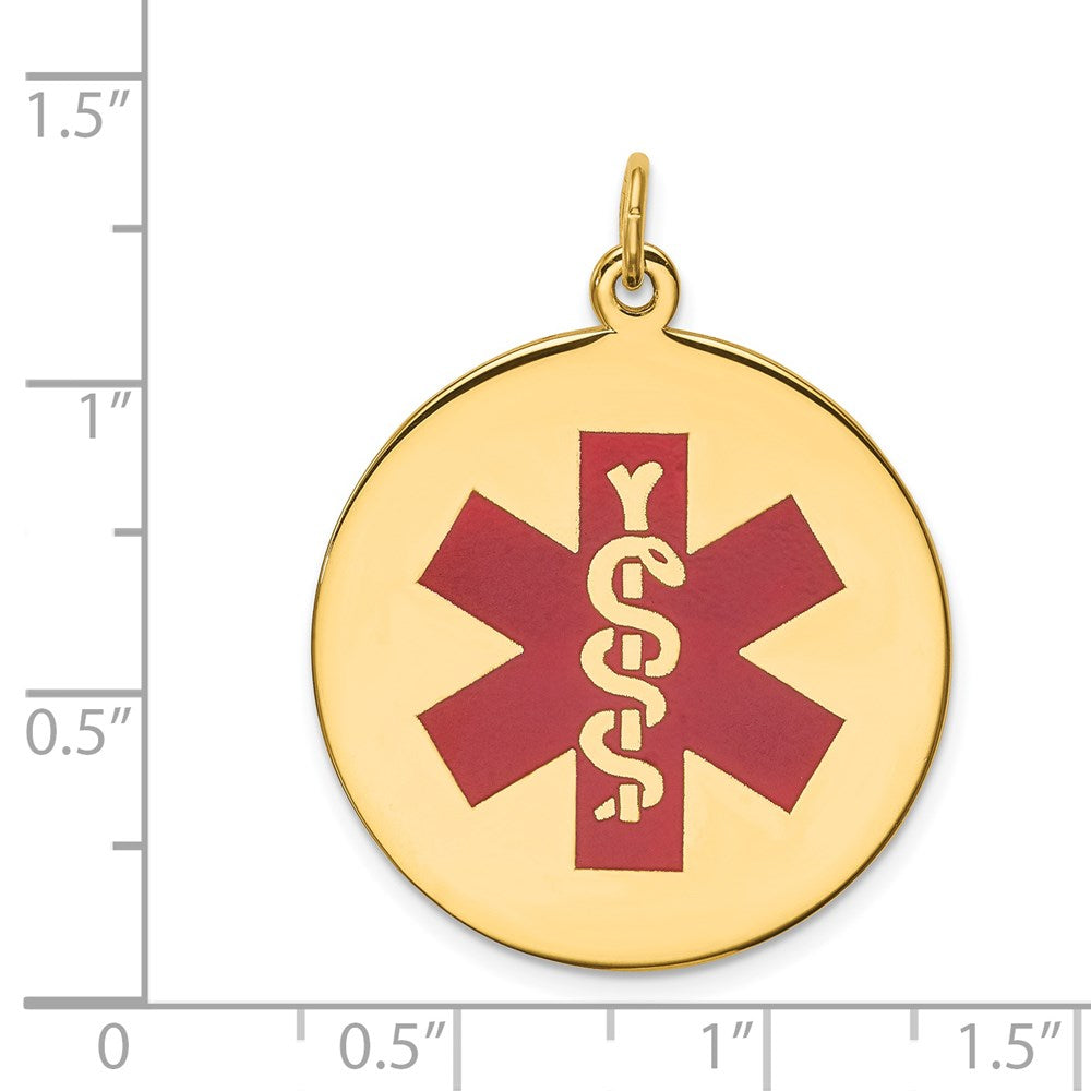14K Gelbgold Anhänger mit rotem Emaille-Medizin-Symbol