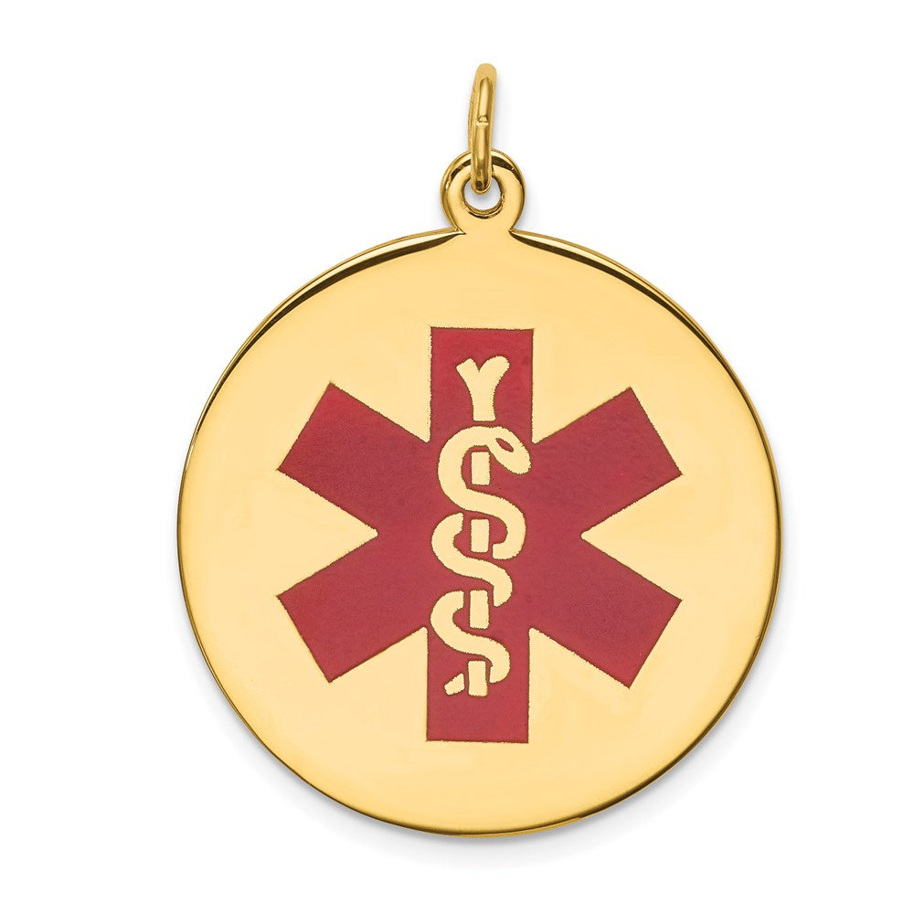 14K Gelbgold Anhänger mit rotem Emaille-Medizin-Symbol