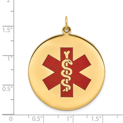 14K Gelbgold Anhänger mit roter Emaille, Medizinschmuck