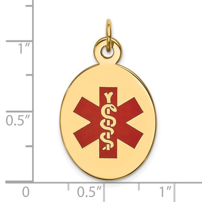 14K Gelbgold Anhänger mit roter Emaille, Medizinschmuck