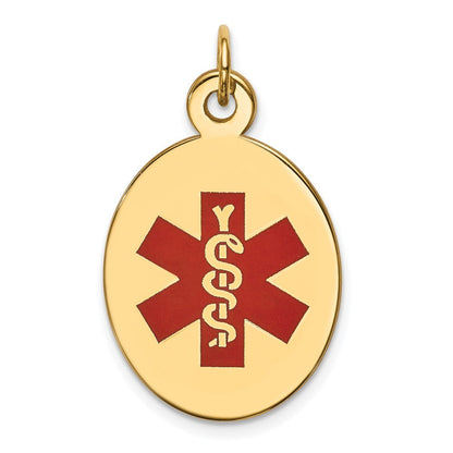 14K Gelbgold Anhänger mit roter Emaille, Medizinschmuck