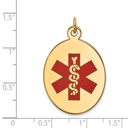 14K Gelbgold Anhänger mit rotem Emaille-Medizinschmuck-Symbol