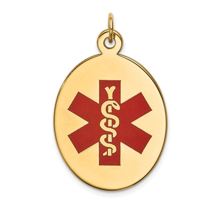 14K Gelbgold Anhänger mit rotem Emaille-Medizinschmuck-Symbol
