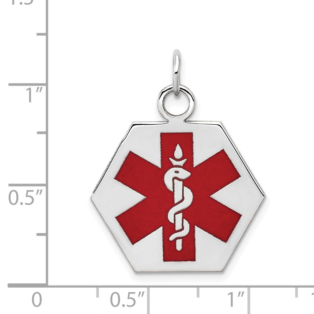 14K Weißgold Anhänger mit rotem Emaille „Medizin"-Symbol