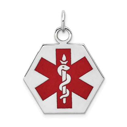 14K Weißgold Anhänger mit rotem Emaille „Medizin"-Symbol