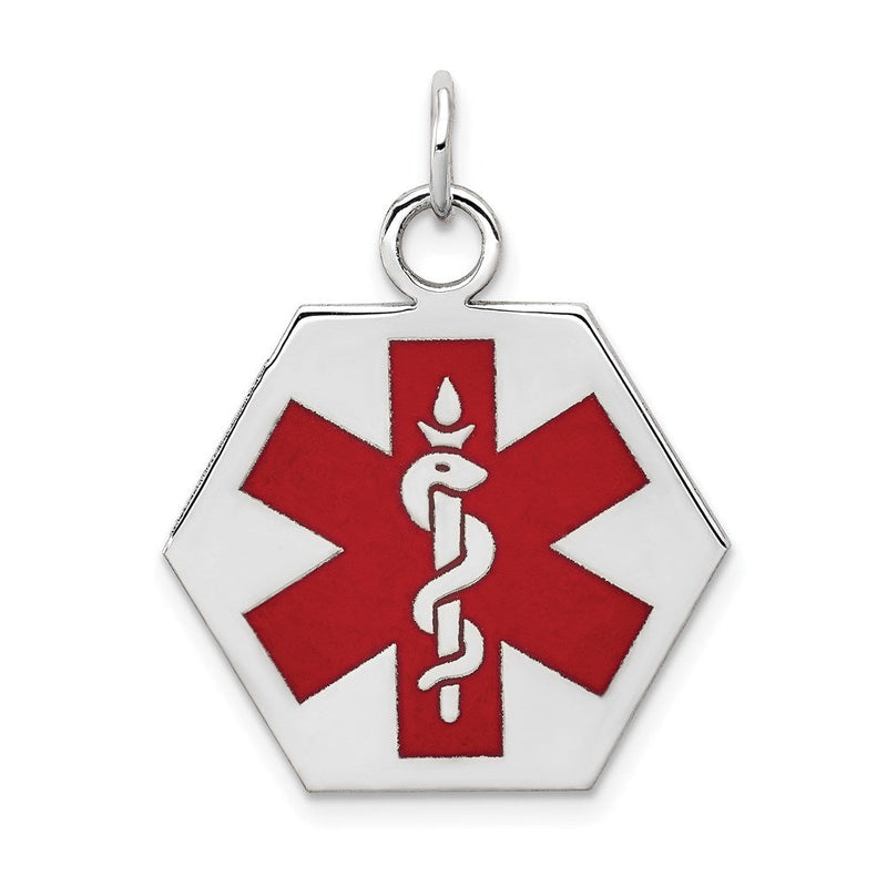 14K Weißgold Anhänger mit rotem Emaille „Medizin"-Symbol