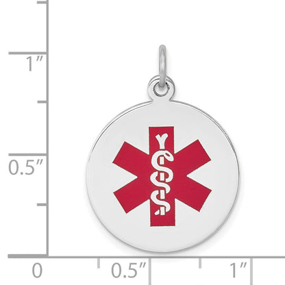 14k Weißgold Anhänger mit rotem Emaille „Medical Jewelry“