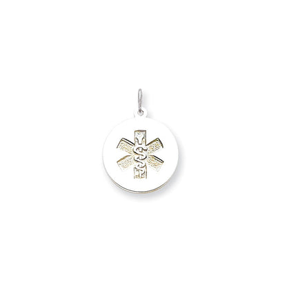 14K Weißgold nicht emaillierter Medizinschmuck-Anhänger