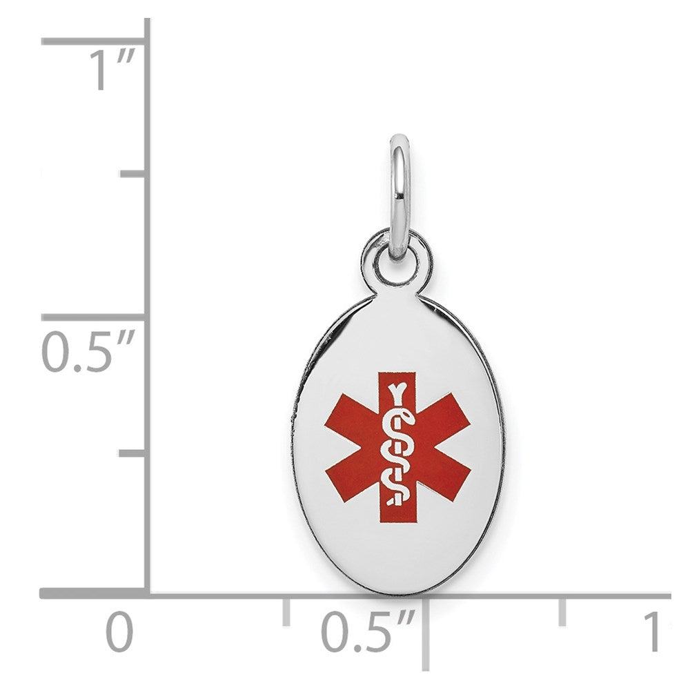 14 Karat Weißgold Anhänger mit roter Emaille, Medical Jewelry