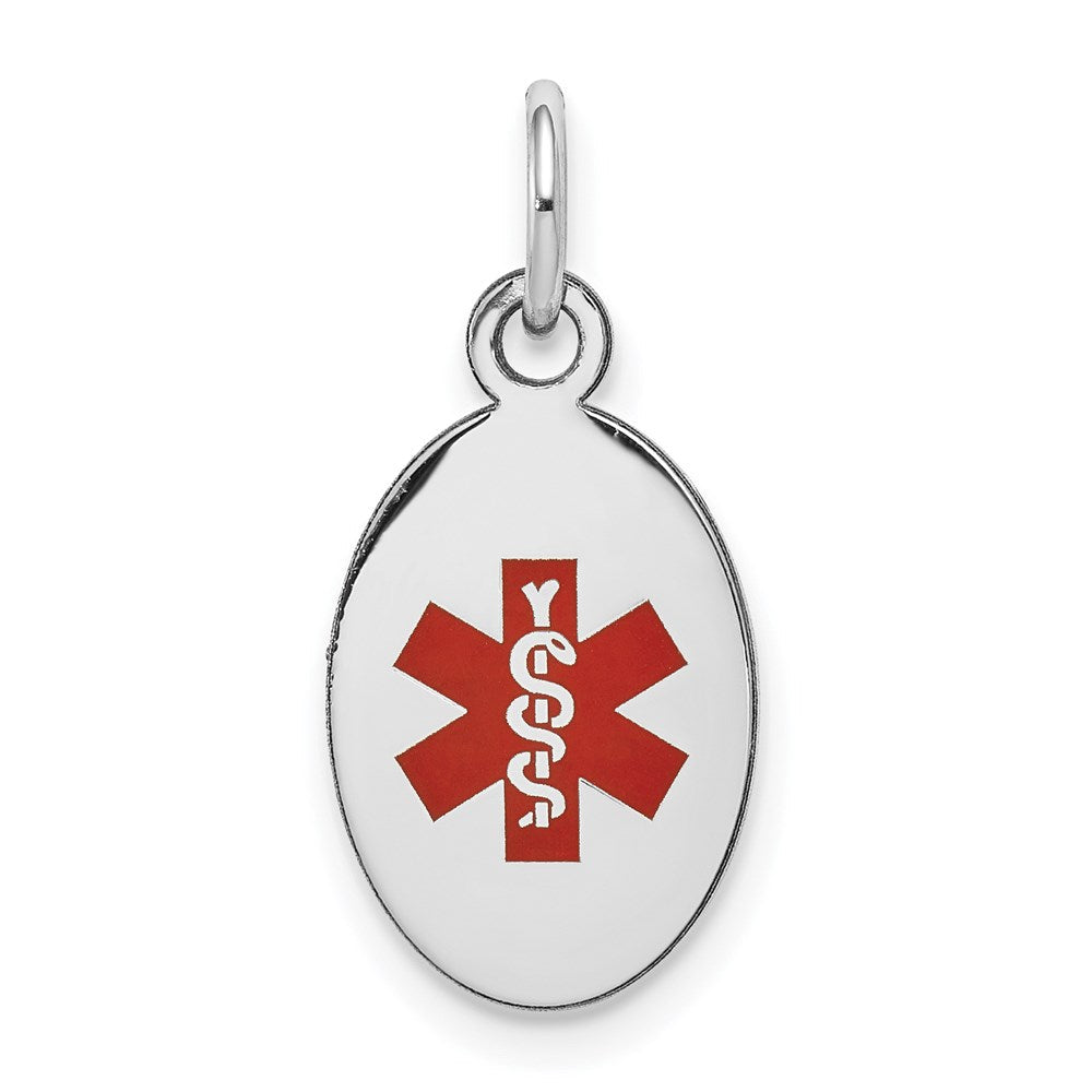 14 Karat Weißgold Anhänger mit roter Emaille, Medical Jewelry