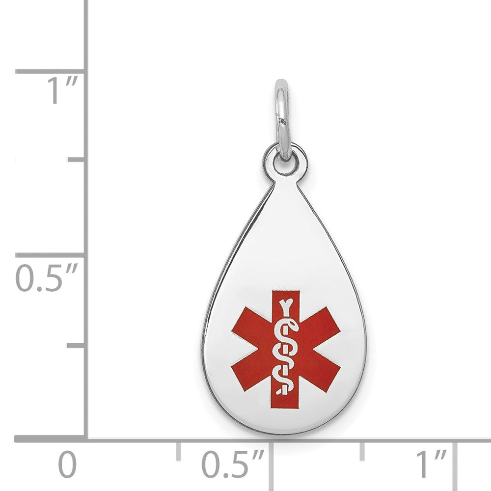 14K Weißgold Anhänger mit rotem Emaille – Medizinschmuck