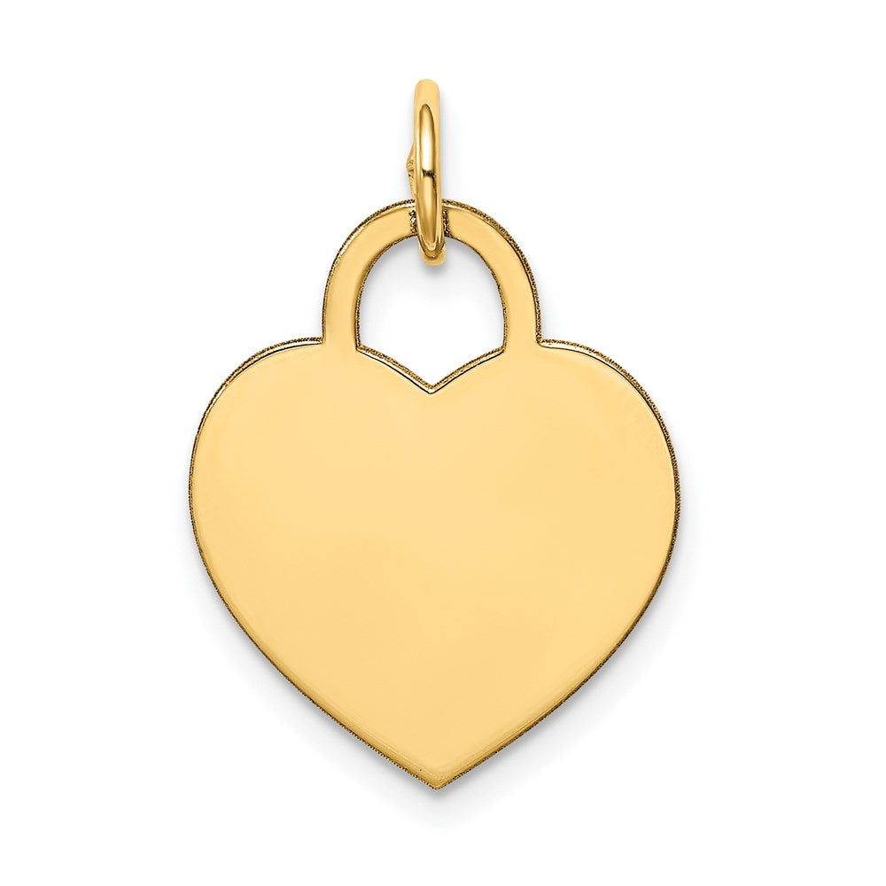 14K Gelbgold Mittel Gravierbar Herz Charm