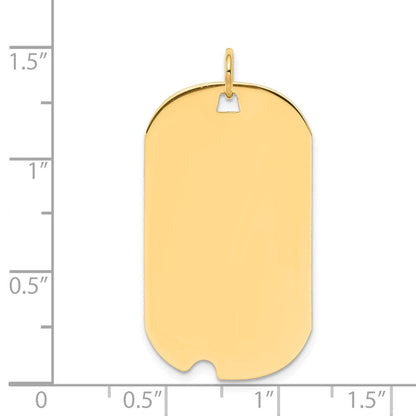 14K Gelbgold Schlicht Gravierbar Erkennungsmarke mit Notch Plättchen Charm