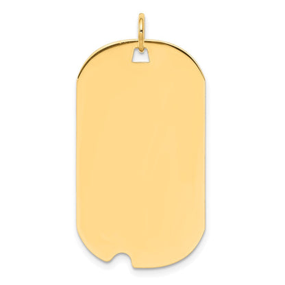 14K Gelbgold Schlicht Gravierbar Erkennungsmarke mit Notch Plättchen Charm