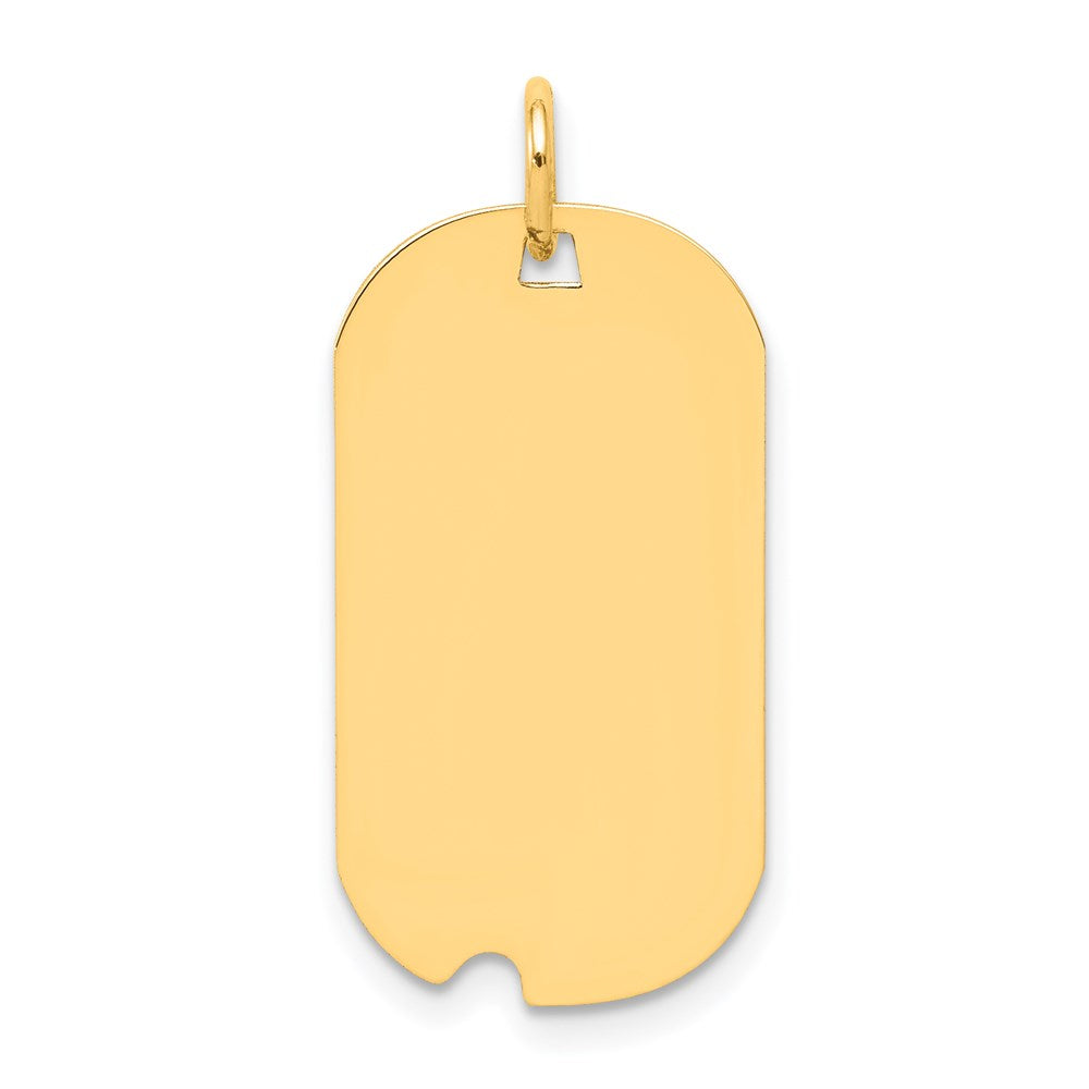 14K Gelbgold Schlicht Gravierbar Erkennungsmarke mit Notch Plättchen Charm
