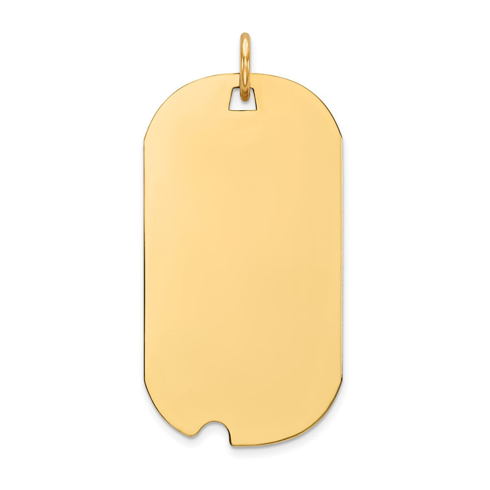 14K Gelbgold Schlicht Gravierbar Erkennungsmarke mit Notch Plättchen Charm