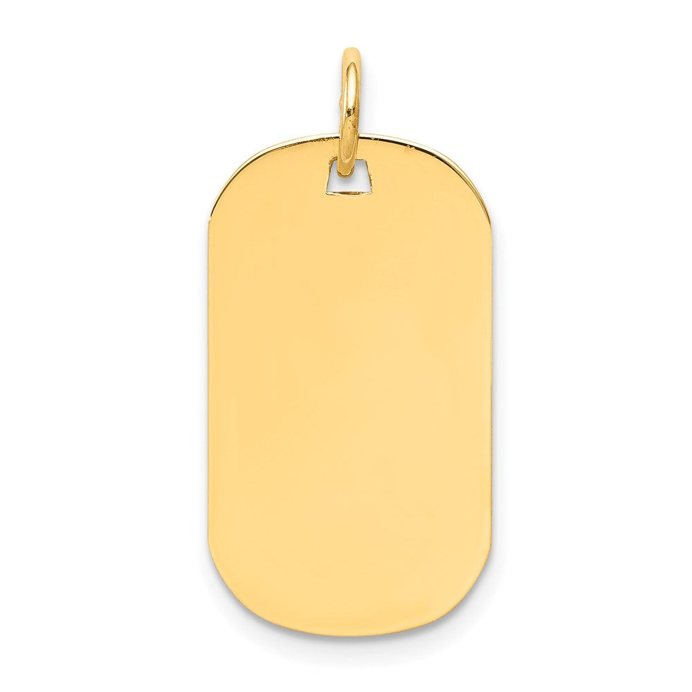 14K Gelbgold Schlicht Gravierbar Erkennungsmarke Plättchen Charm