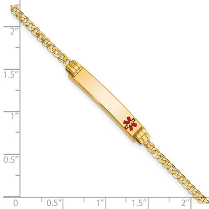Massiv 14K Gelbgold Medizinisch Rot Emaille Panzer Glieder Id Armband