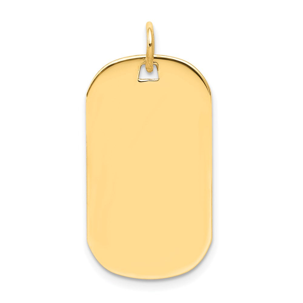 14K Gelbgold Schlicht Gravierbar Erkennungsmarke Plättchen Charm