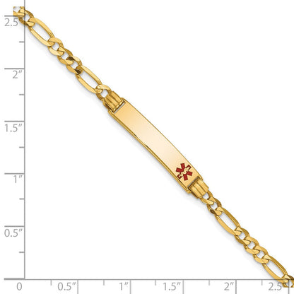 Massiv 14K Gelbgold Medizinisch Rot Emaille Figaro Id Armband