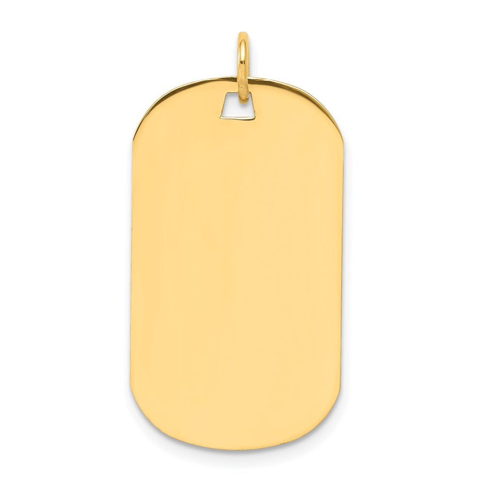 14K Gelbgold Schlicht Gravierbar Erkennungsmarke Plättchen Charm