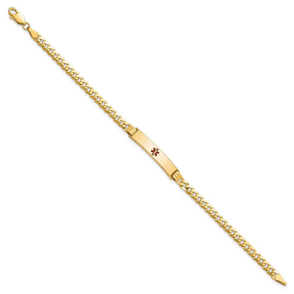 Massiv 14K Gelbgold Medizinisch Rot Emaille Panzer Glieder Id Armband