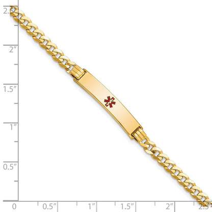 Massiv 14K Gelbgold Medizinisch Rot Emaille Panzer Glieder Id Armband