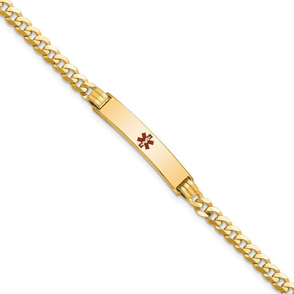 Massiv 14K Gelbgold Medizinisch Rot Emaille Panzer Glieder Id Armband