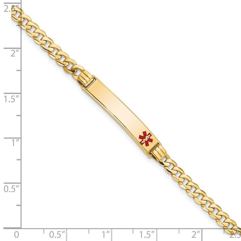Massiv 14K Gelbgold Medizinisch Rot Emaille Panzer Glieder Id Armband